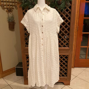 NWT OLI + HALI Cottagecore Camilla Midi Dress White Eyelet Womens Small